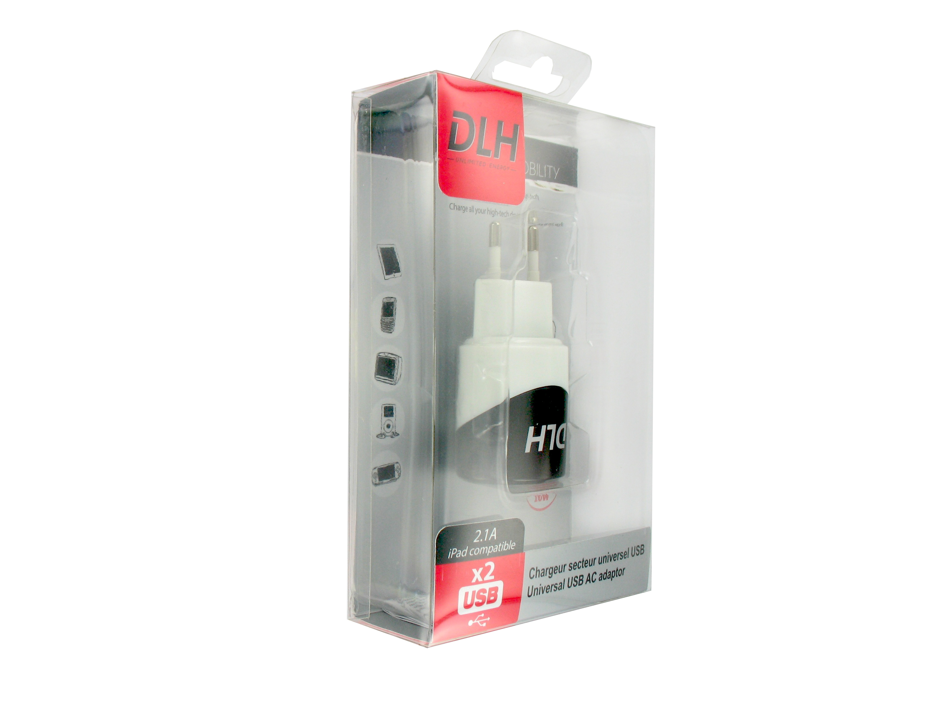 CHARGEUR SECTEUR USB 2 EN 1 2A ROSE POUR SMARTPHONE/TABLETTE/LECT MP3